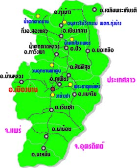 แผนที่จังหวัดน่าน