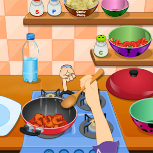 เกมดิจิมอน เกมส์ทำกุ้งผัดผงกะหรี่
