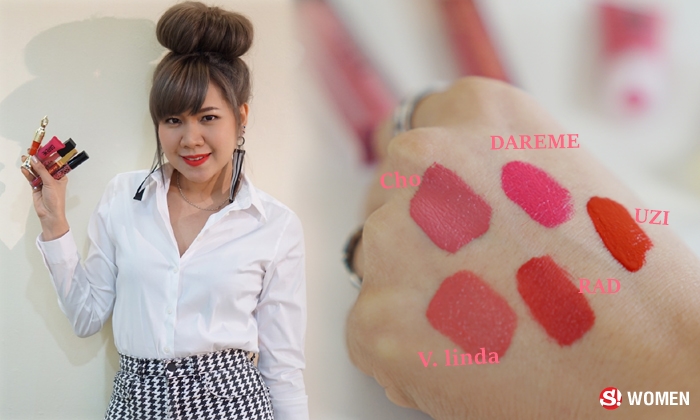 ปาดสี ลิปสติกติดทนนาน ของ 5 แบรนด์ดารา สีไหนปัง ตามมา